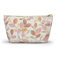 Cherry Plum Leaves Accessory Pouch w T-bottom in Coral